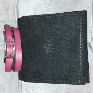 HERMES Swift Behapi Double Tour Reversible Bracelet T2 Rose Mexico Rouge H